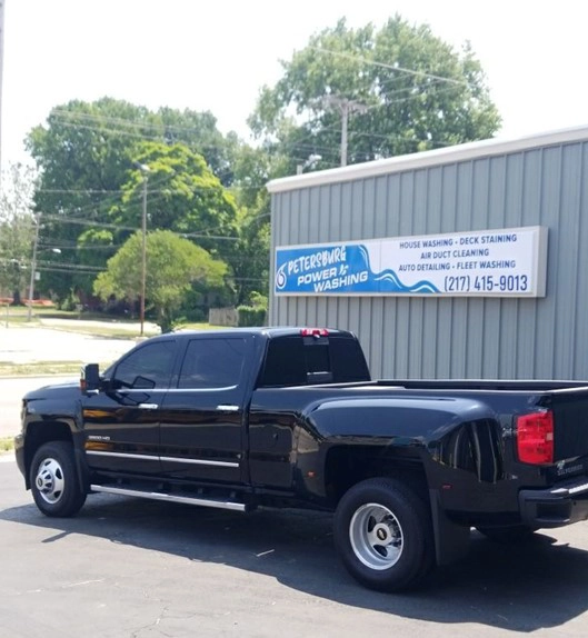 A freshly detailed dually truck that was detailed by Petersburg Power Washing in Springfield, IL.